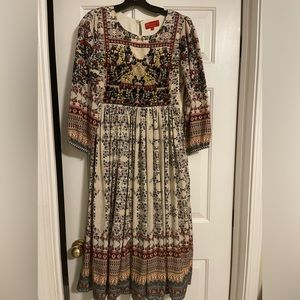 Anthropologie Avery Far Fields Printed MIDI Dress